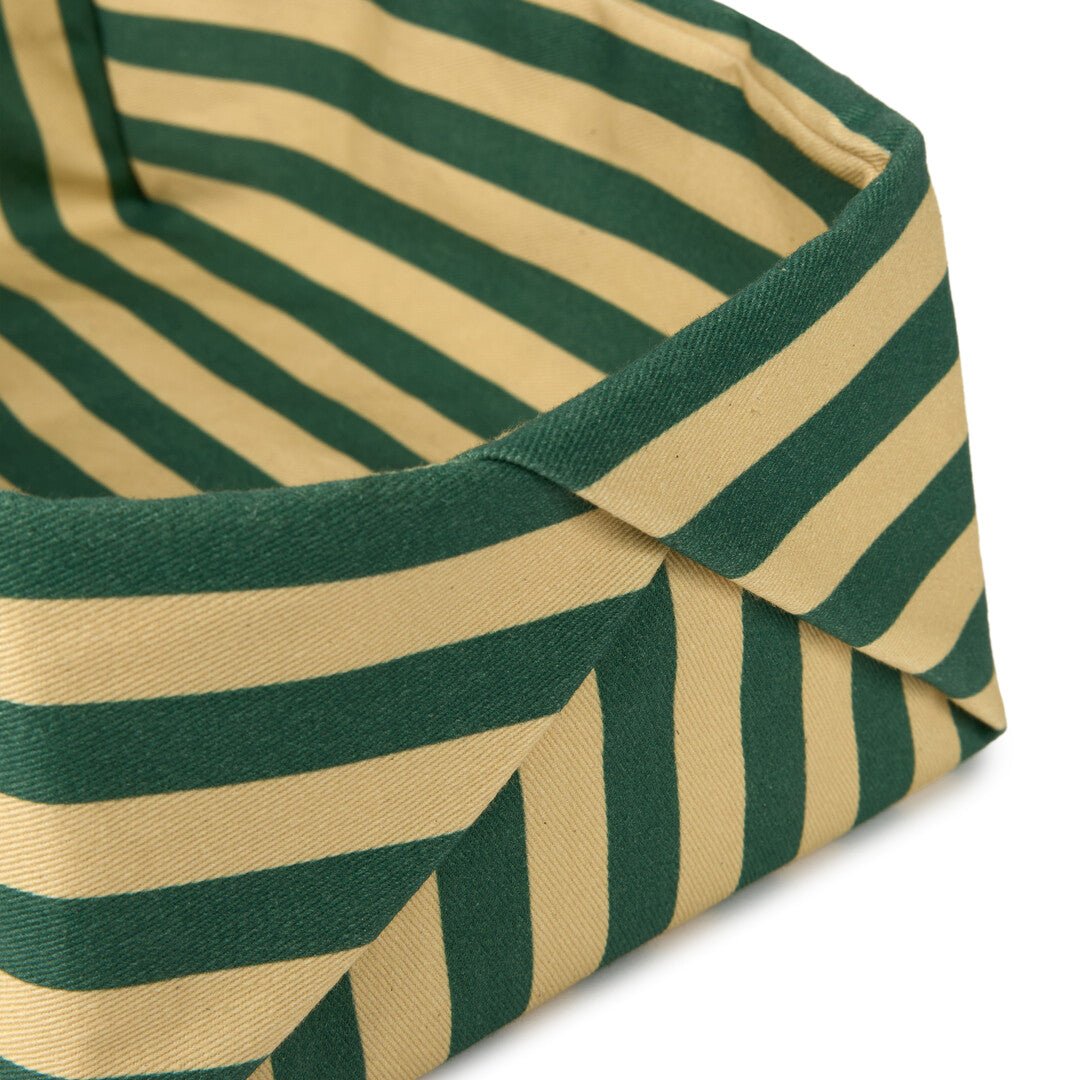Panier à pain en coton bio à rayures vert et jaune 28 x 16 x 10 cm - Nobodinoz - The Cool Republic