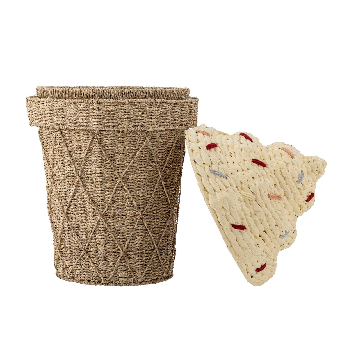Panier avec couvercle en jonc de mer naturel 40 x 72cm Cillie - Bloomingville Mini - The Cool Republic