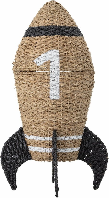 Panier avec son couvercle fusée en fibres naturelles Cosmina - Bloomingville mini - The Cool Republic