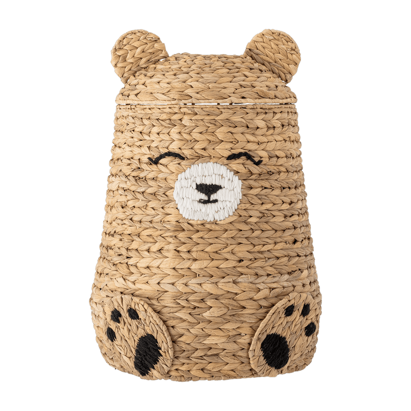 Panier de rangement avec couvercle en jacinthe d'eau naturel 40 x 57cm Timone - Bloomingville Mini - The Cool Republic