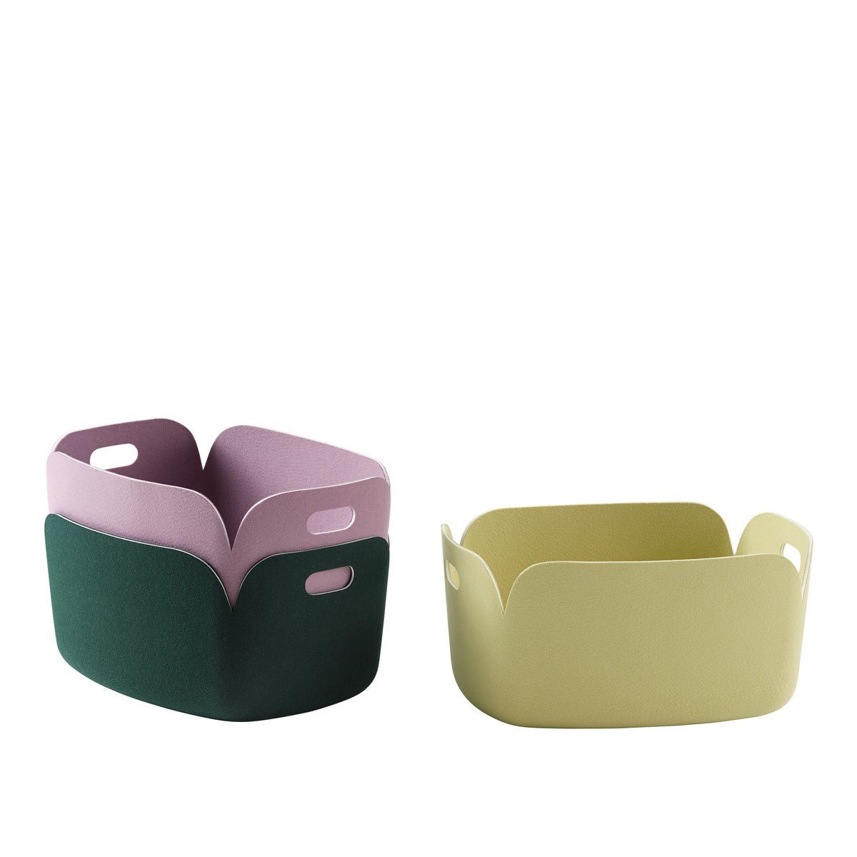 Panier de rangement recyclé beige vert 48x35cm Restore - Muuto - The Cool Republic