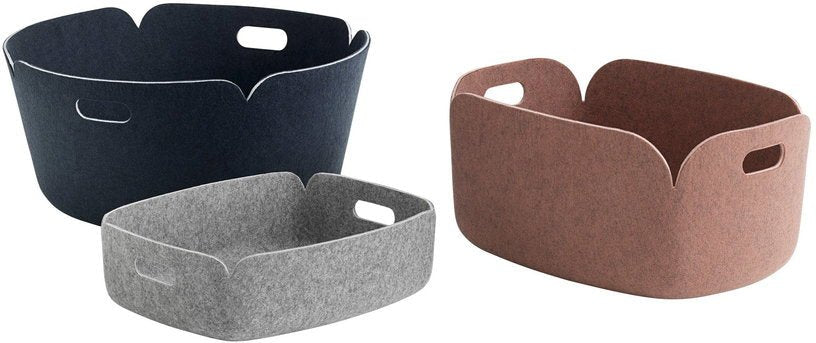 Panier de rangement recyclé rond gris Restore - Muuto - The Cool Republic