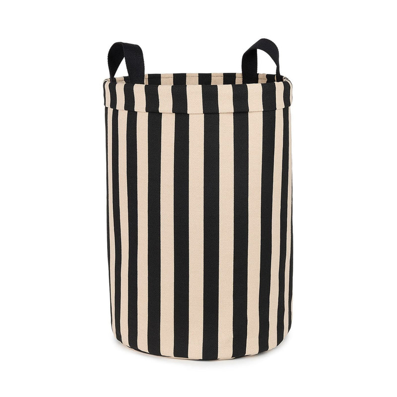 Panier de rangement rond en coton bio à rayures noir et beige 36 x 47 cm - Nobodinoz - The Cool Republic