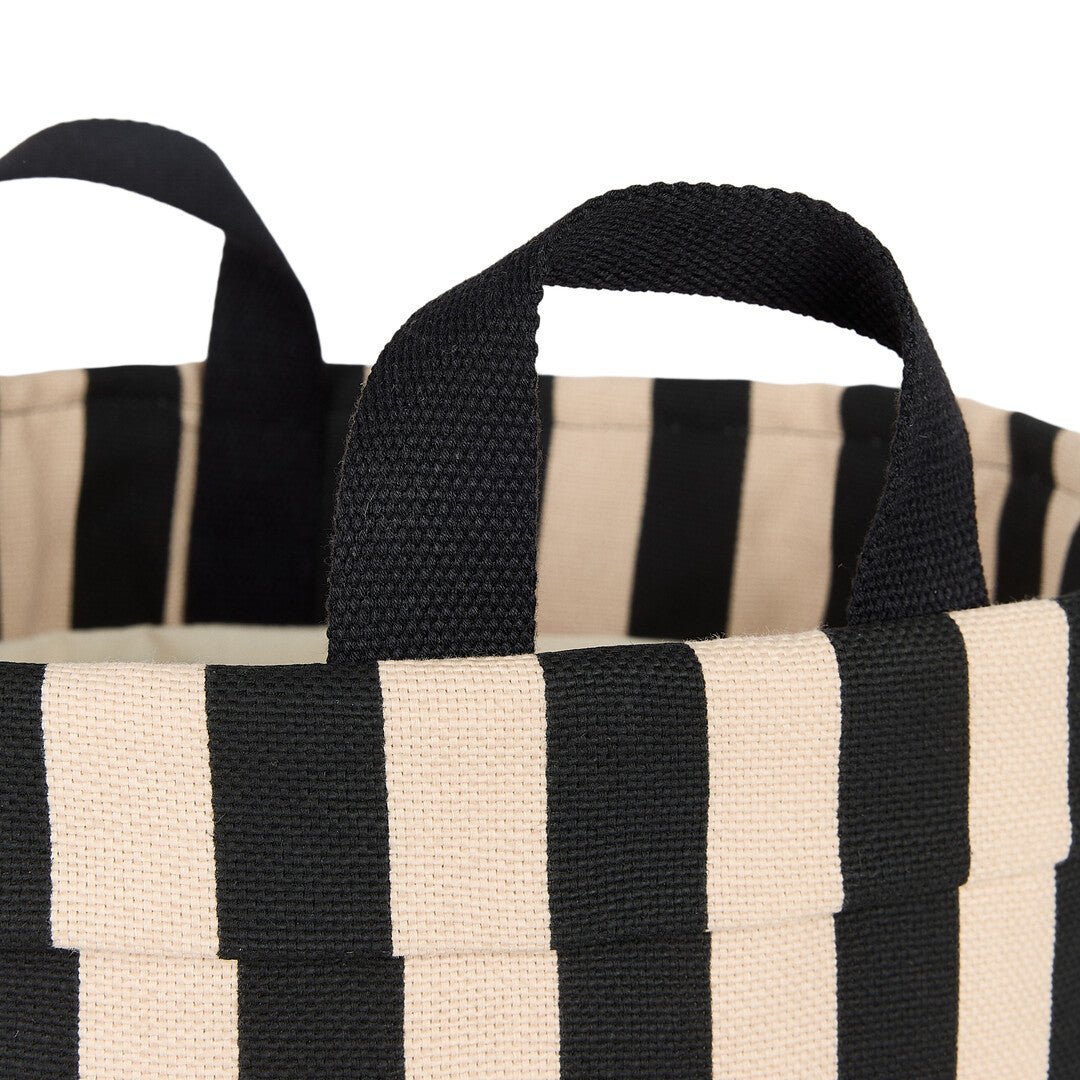 Panier de rangement rond en coton bio à rayures noir et beige 36 x 47 cm - Nobodinoz - The Cool Republic