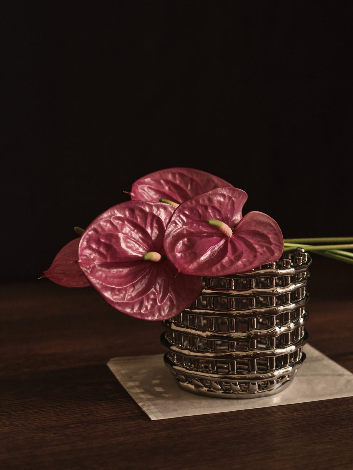 Galvanized ceramic basket silver 16 x 14.5 cm Ceramic Basket - Ferm Living - The Cool Republic