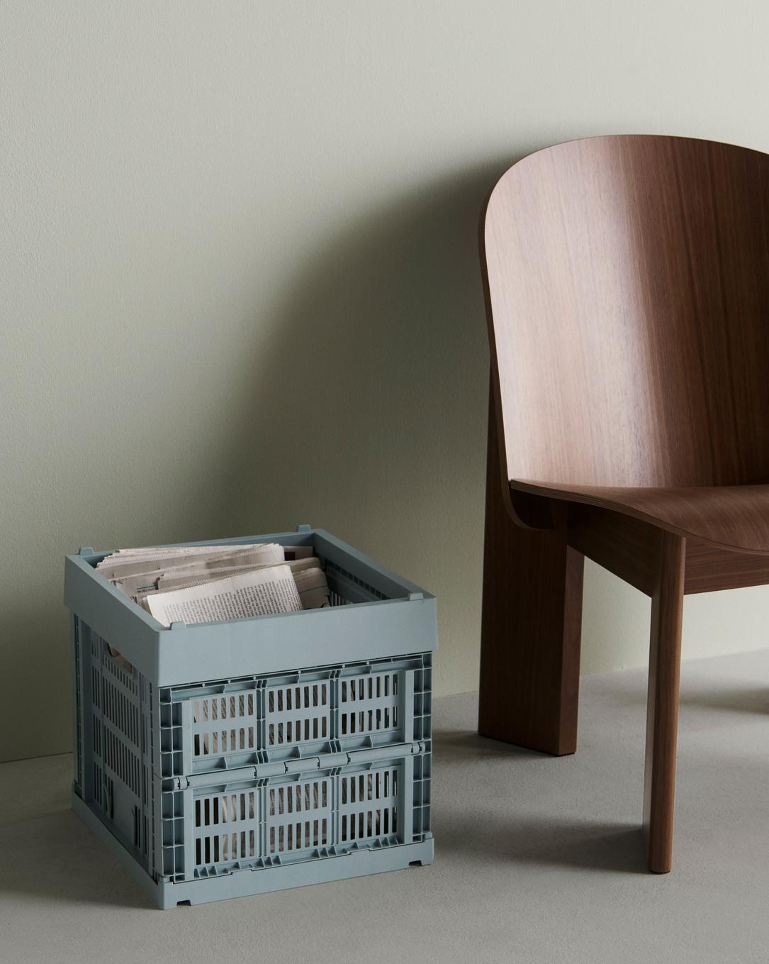 Panier en plastique recyclé bleu gris 53 x 34,5 x 18,5 cm Colour Crate - HAY - The Cool Republic