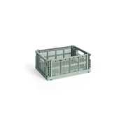 Panier en plastique recyclé vert sauge 26,5 x 34,5 x 14 cm Colour Crate - HAY - The Cool Republic
