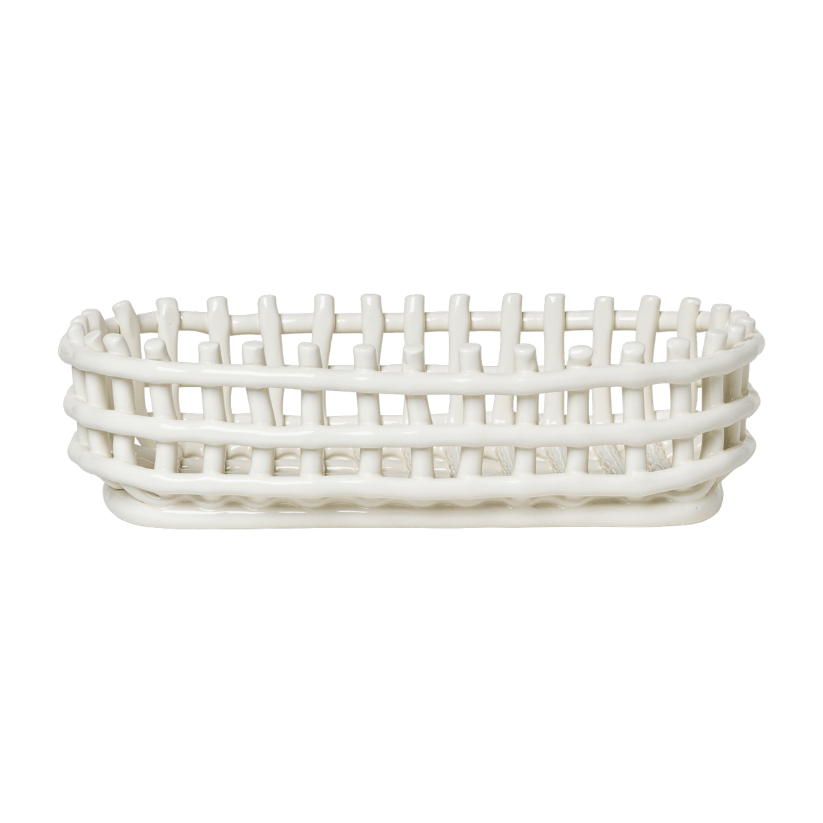 Panier ovale céramique blanc cassé 30 x 8,5 x 15 cm - Ferm Living - The Cool Republic