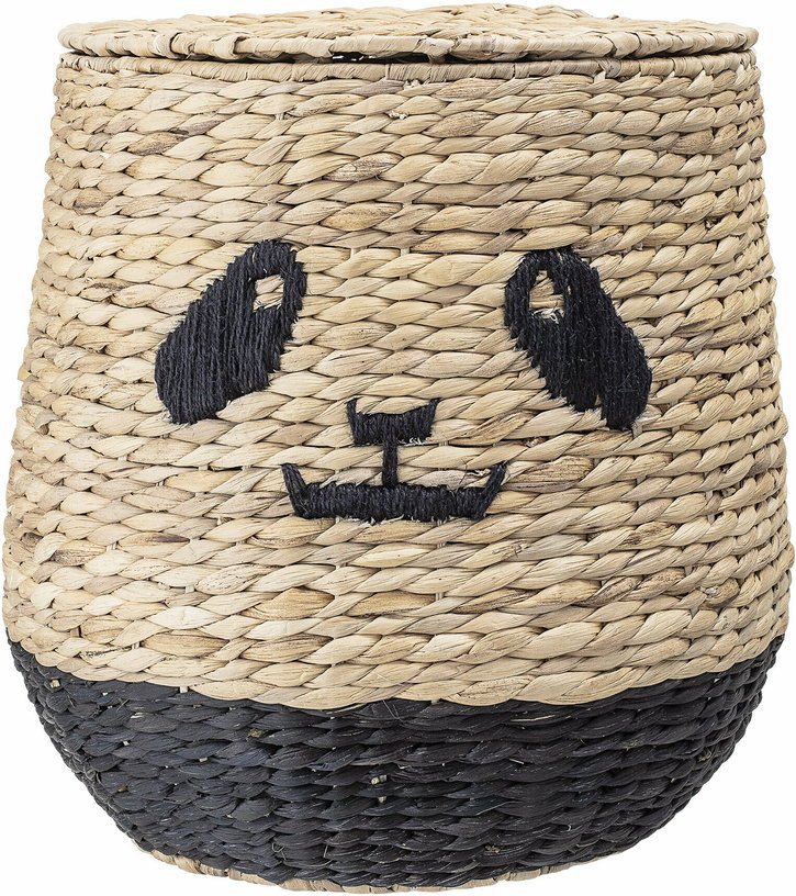 Panier panda avec couvercle enfant en jonc naturel - Bloomingville mini - The Cool Republic