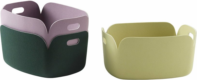 Panier rectangulaire beige vert Restore - Muuto - The Cool Republic