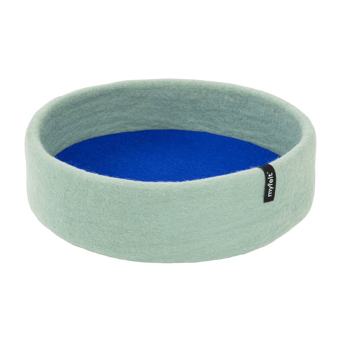 Panier rond pour chat en laine turquoise et bleu royal 60cm Fine - Myfelt - The Cool Republic