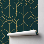 Papier Peint 53x300 cm vert Diamant Ring Art Deco - Eazywallz - The Cool Republic