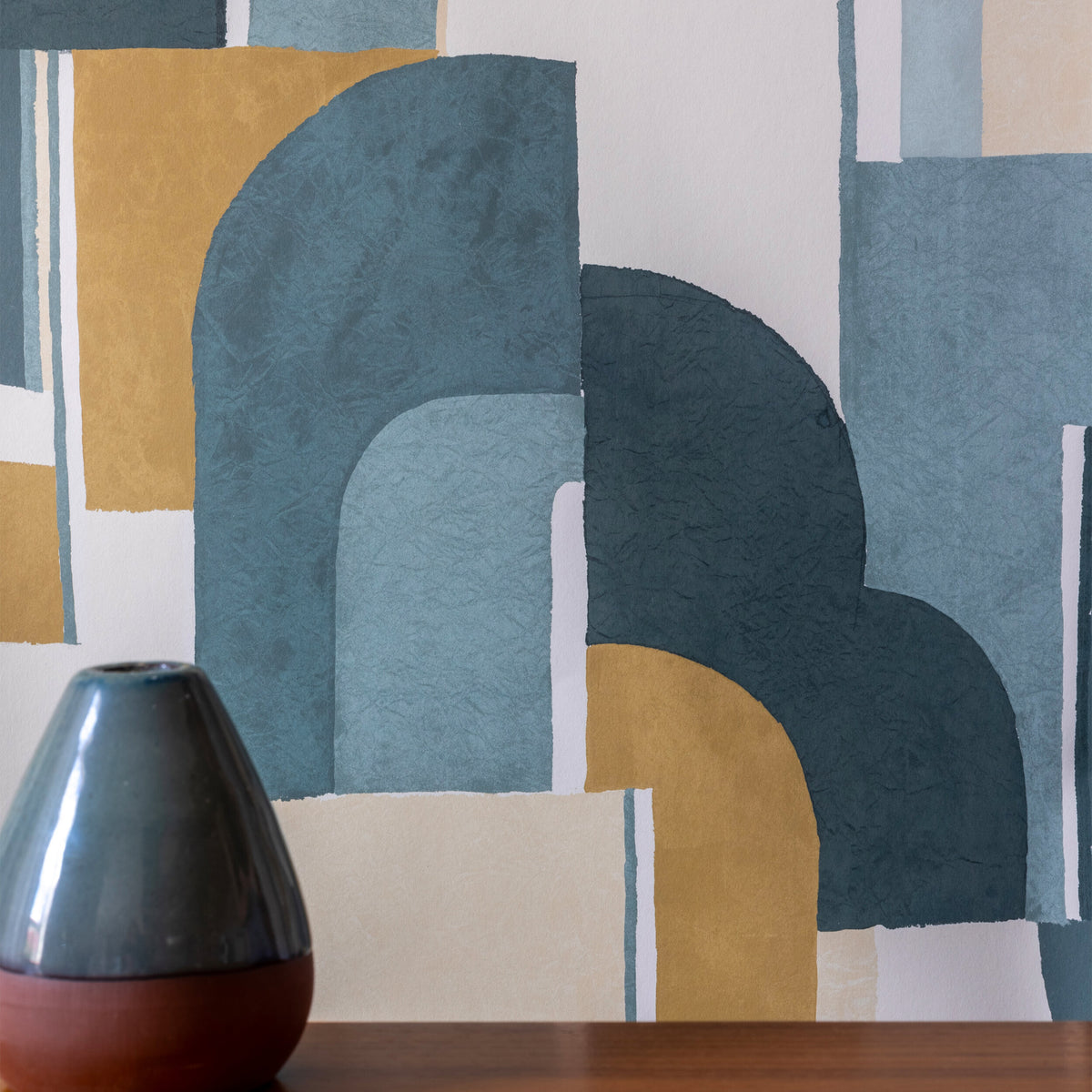 Papier peint art déco bleu 192x270 cm Syntone - Edito