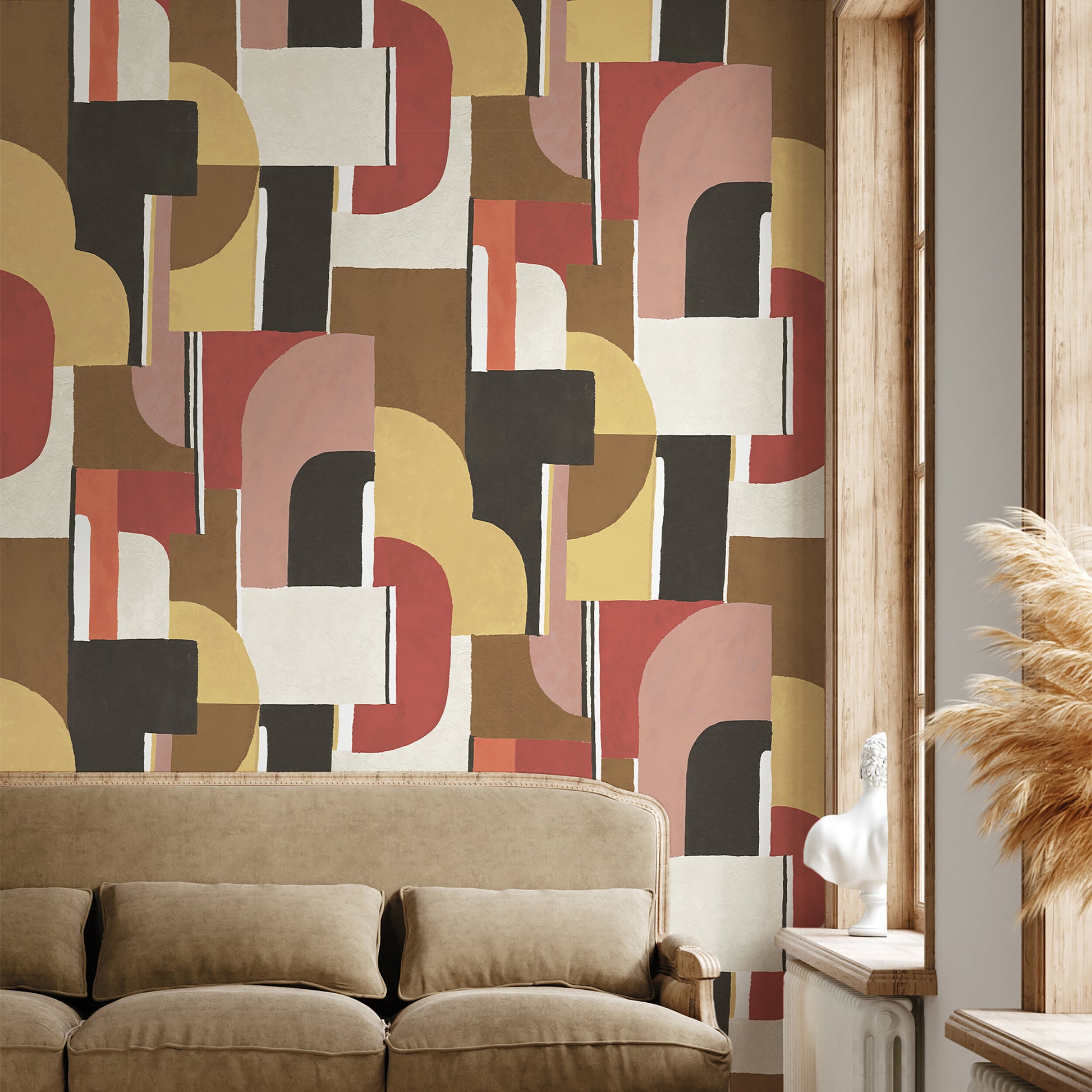 Papier peint art déco rouge 192x270 cm Syntone - Edito