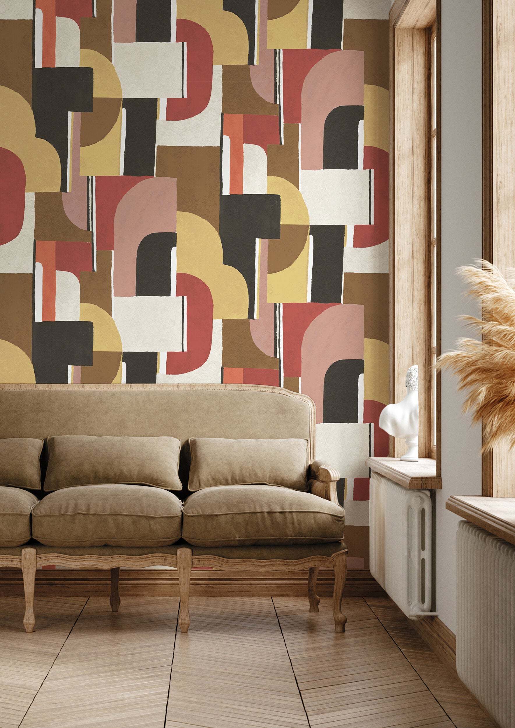 Papier peint art déco rouge 192x270 cm Syntone - Edito