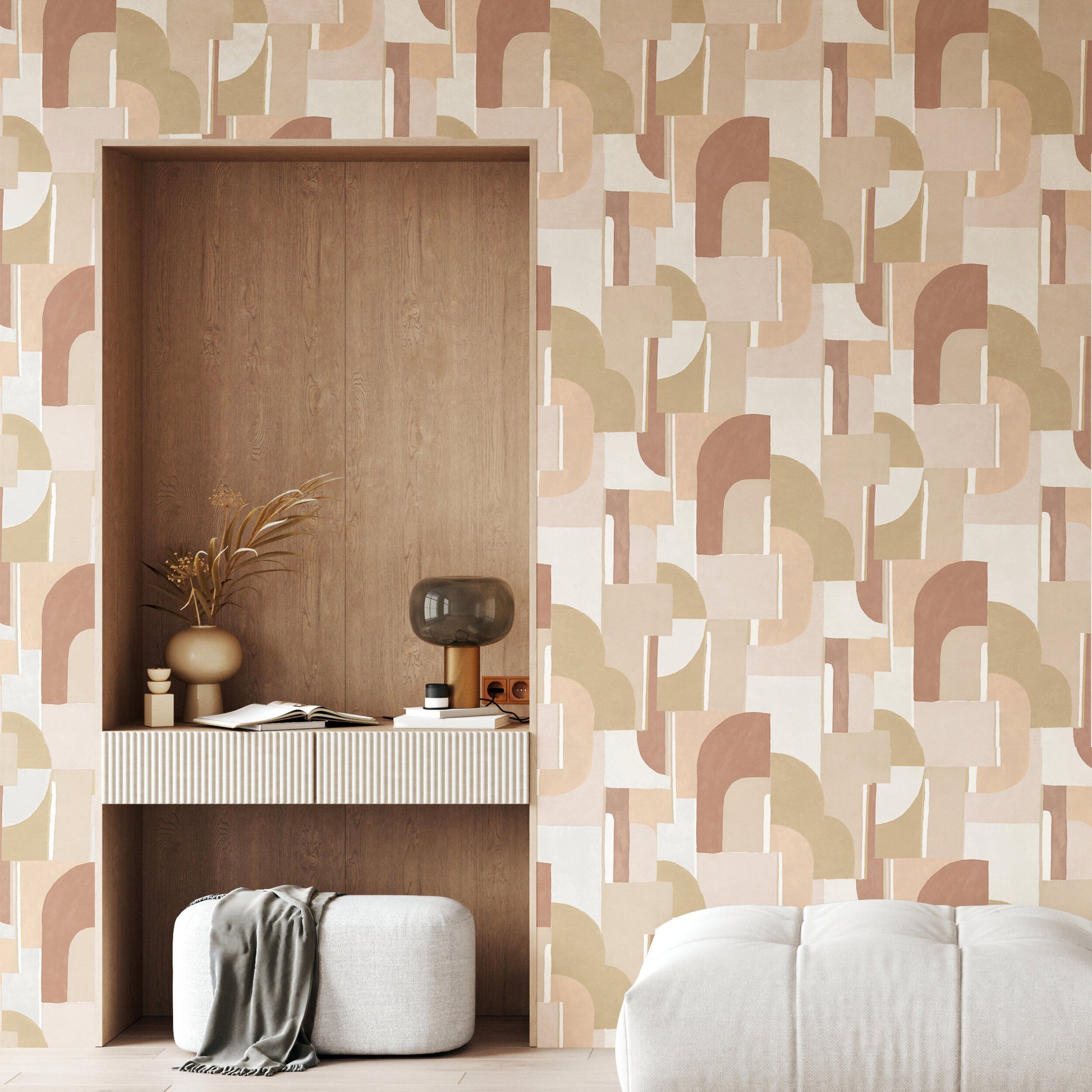 Papier peint art déco terracotta 192x270 cm Syntone - Edito