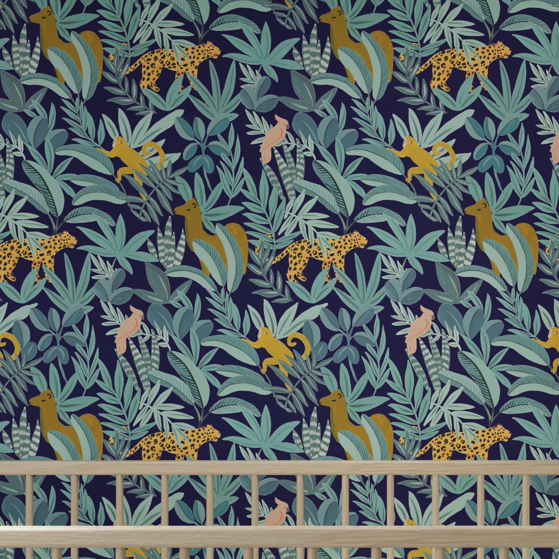 Papier peint bleu Animalia - Season Paper