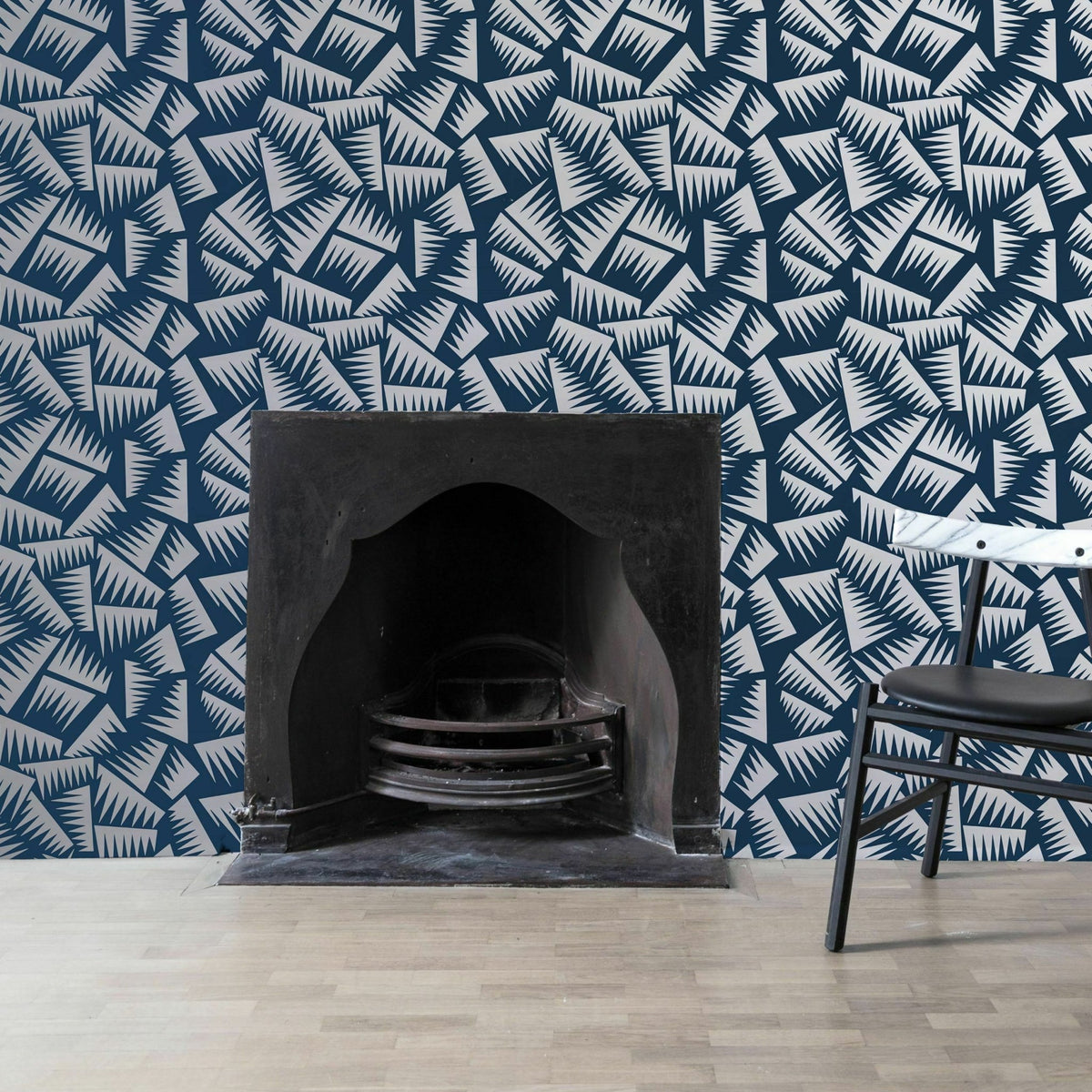 Papier peint bleu et argent Jer - La Chance - The Cool Republic