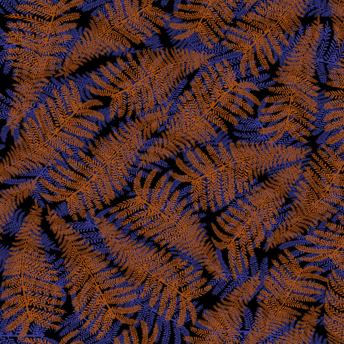 Papier peint orange et bleu Fougères Raccordable - Edito - The Cool Republic