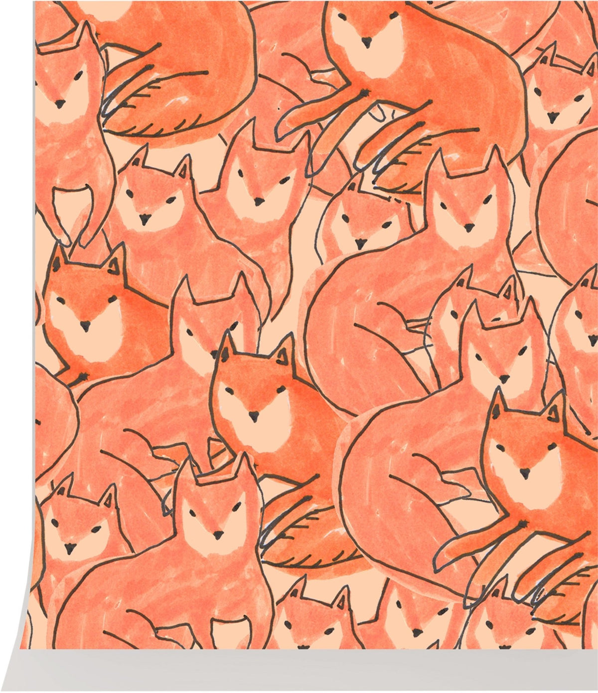 Papier peint orange Fox Croud - Season Paper - The Cool Republic