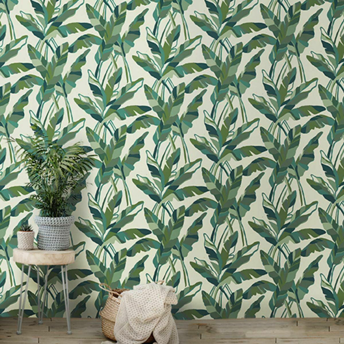 Papier peint vert Banana Raccordable - Edito - The Cool Republic