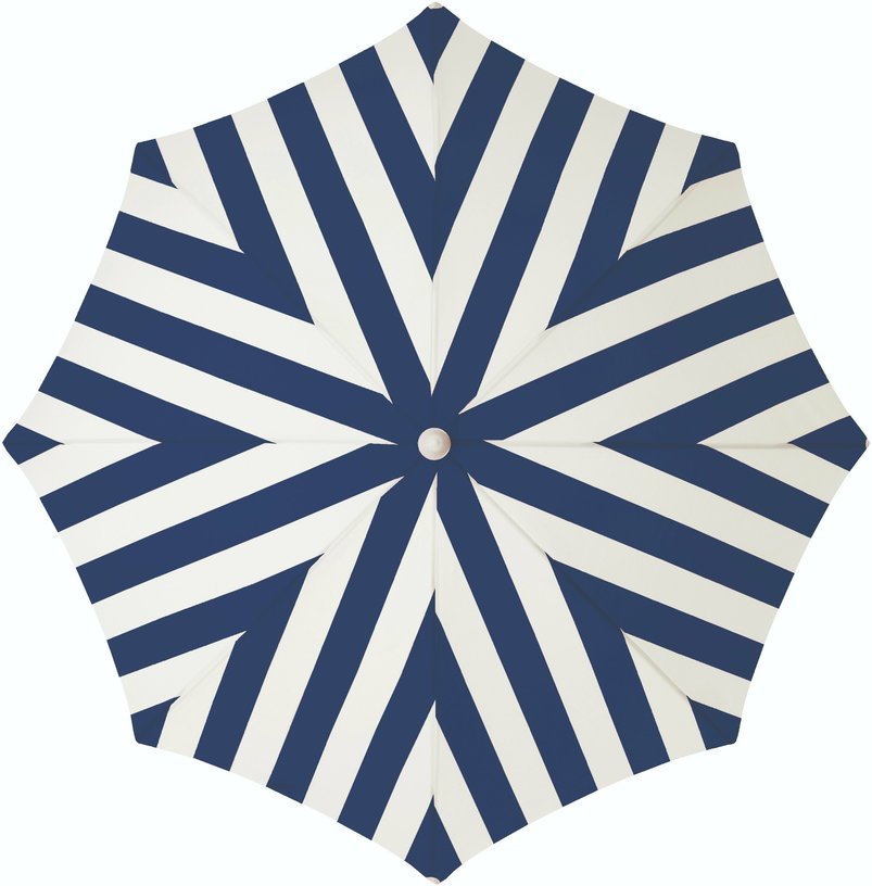 Parasol aux rayures bleues et blanches Holidays - Business & Pleasure - The Cool Republic