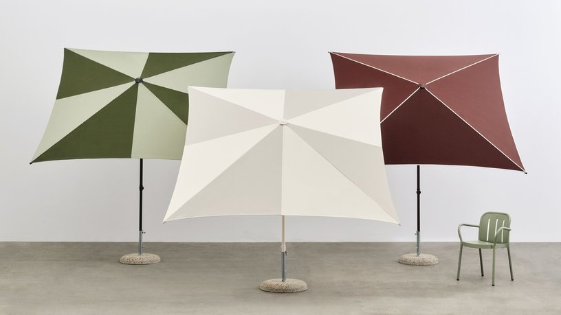 Parasol carré blanc et gris clair 240x240x248cm Terrazza - HAY - The Cool Republic