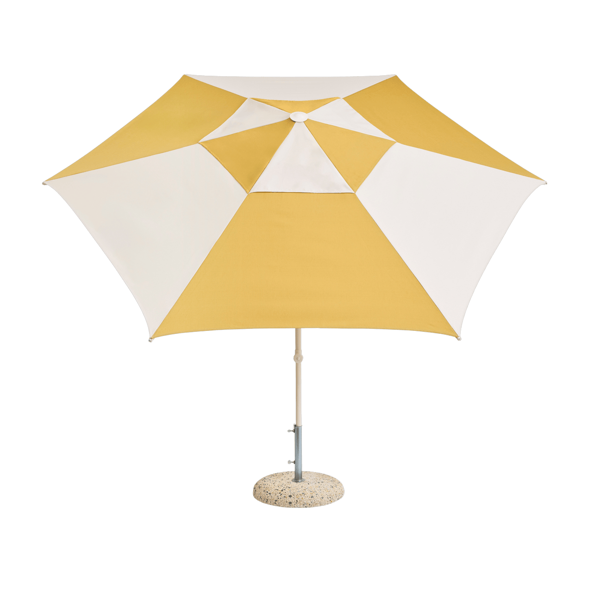 Parasol hexagonal blanc et jaune 300x300x240cm Terrazza - HAY - The Cool Republic