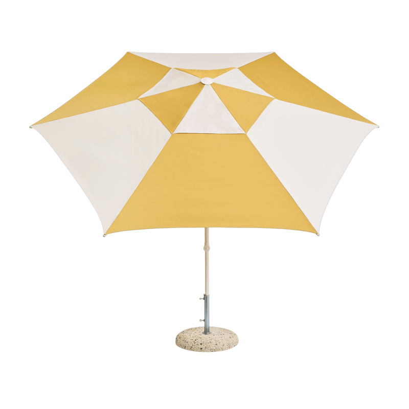 Parasol hexagonal blanc et jaune 300x300x240cm Terrazza - HAY - The Cool Republic