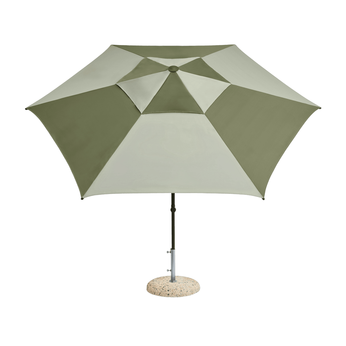 Parasol hexagonal vert et vert foncé 300x300x240cm Terrazza - HAY - The Cool Republic