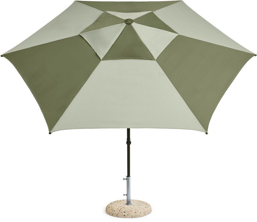 Parasol hexagonal vert et vert foncé 300x300x240cm Terrazza - HAY - The Cool Republic