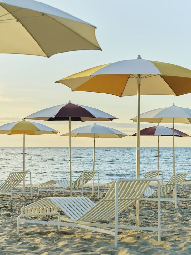 Parasol octogonal jaune et blanc 200x200x223cm Terrazza - HAY - The Cool Republic