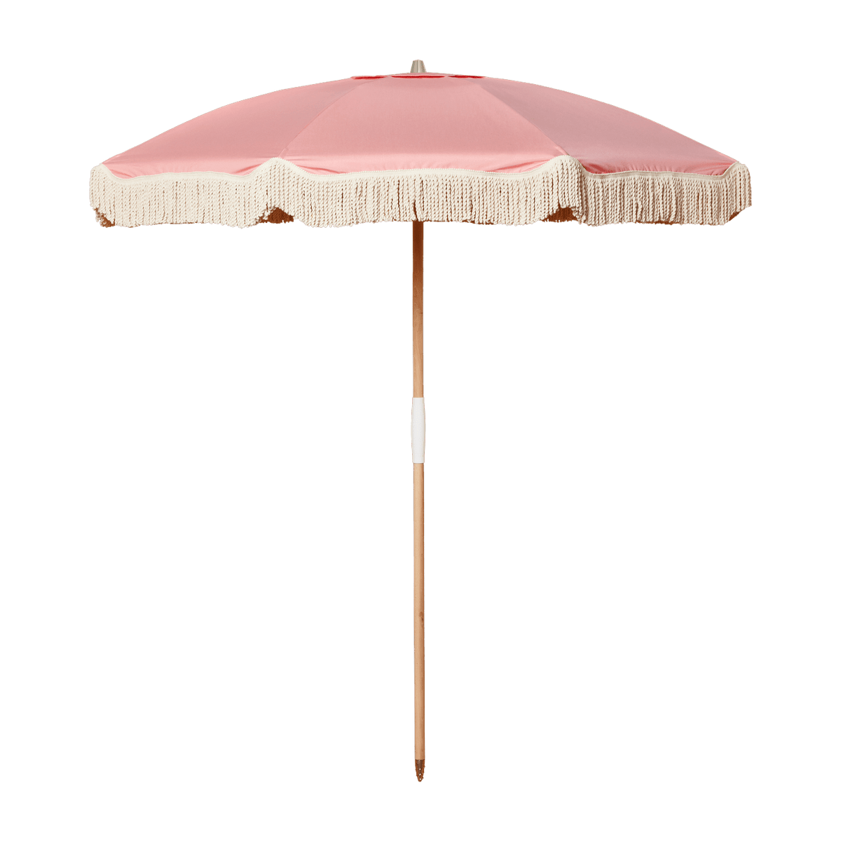 Parasol rose à franges blanches 200 cm Pablo - Courant Sauvage - The Cool Republic