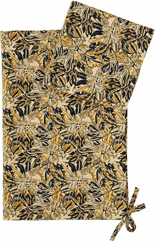 Parure de lit 140 x 200 cm aux motifs floraux sable et moutarde - Madam Stoltz - The Cool Republic