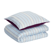 Parure de lit 140 x 200 cm satin de coton rayures bleues, rouges, blanches - Hübsch - The Cool Republic