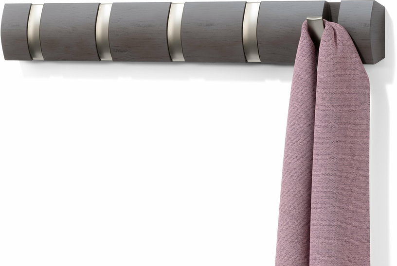 Patère murale en peuplier grise à 5 crans Flip - Umbra - The Cool Republic
