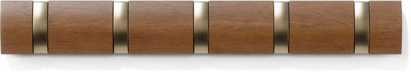 Patère murale en peuplier marron et dorée à 5 crans Flip - Umbra - The Cool Republic