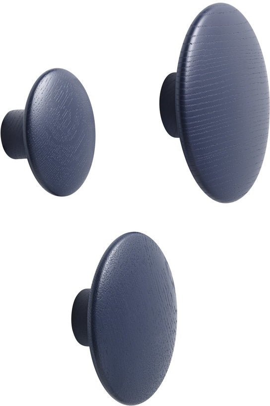 Patère ronde en bois bleu foncé 13 cm The Dots - Muuto - The Cool Republic