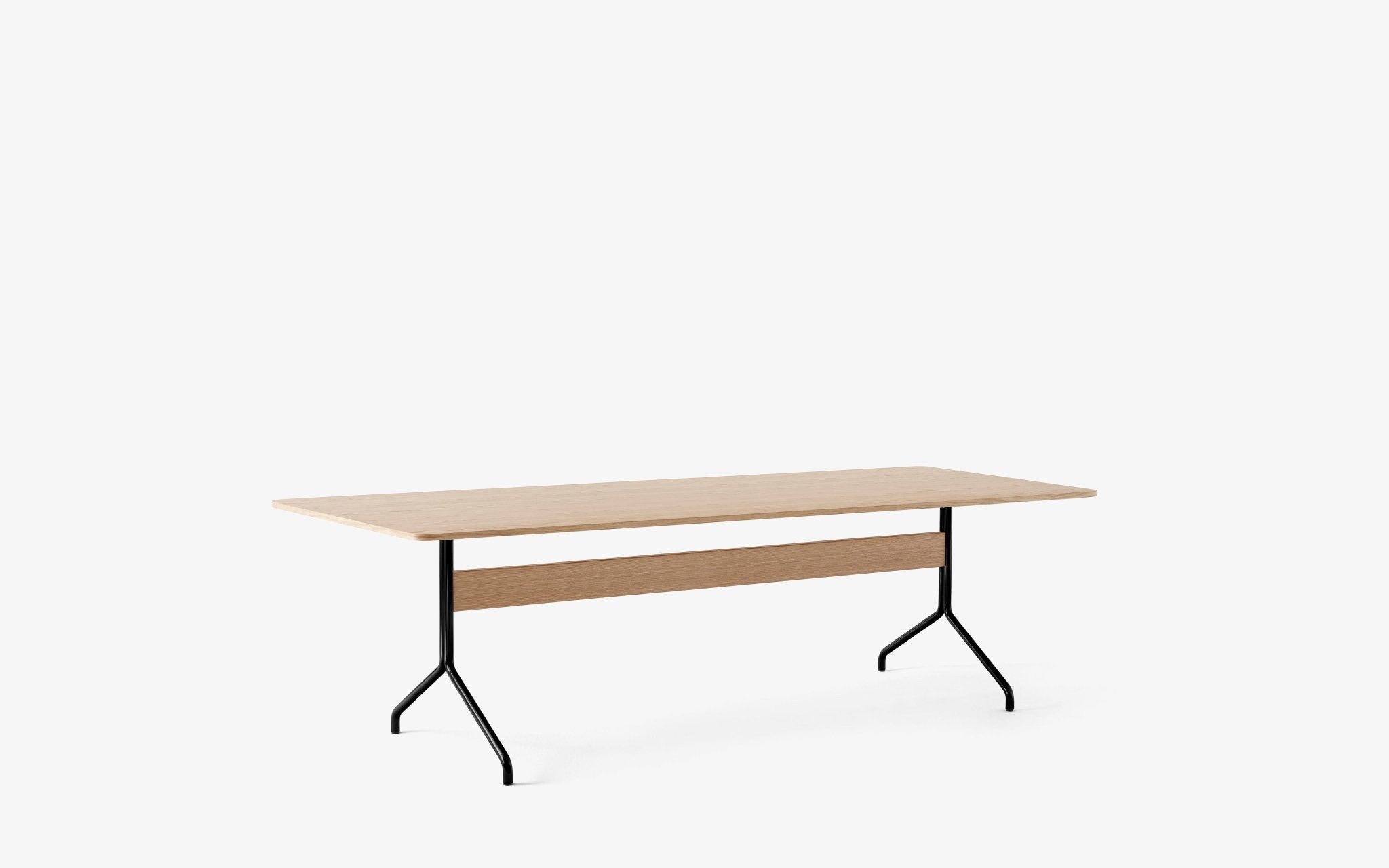 Pavilion Dining Table AV24, Clear Laquered Oak/Black Frame, 250x110 cm - The Cool Republic