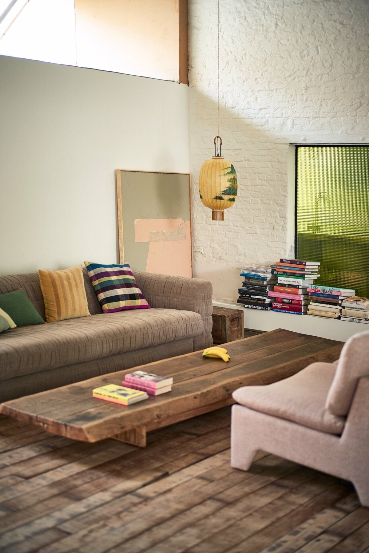 Peinture abstraite Olive/Nu 100X120Cm - HKLIVING - The Cool Republic