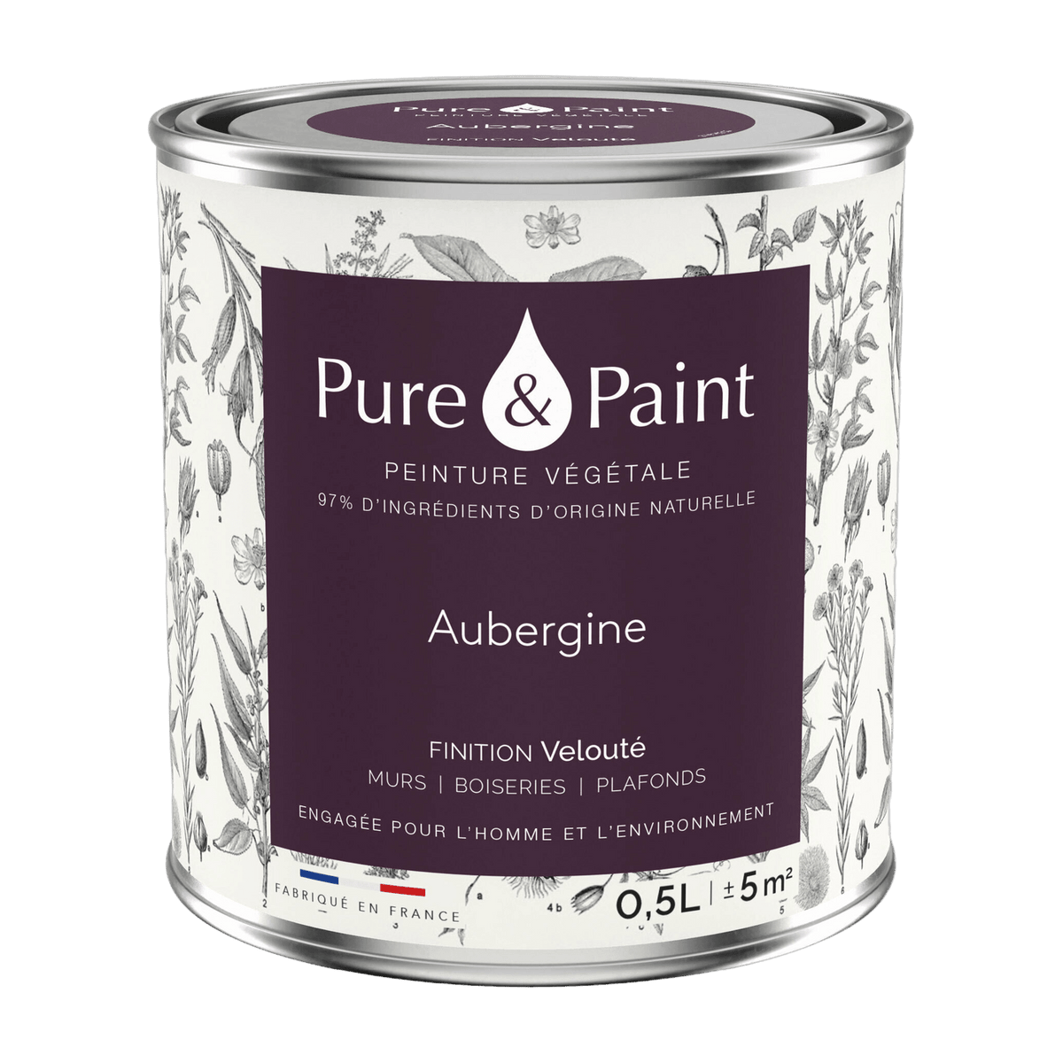Eggplant velvet vegetable paint 0, 5L - Pure & Paint - The Cool Republic