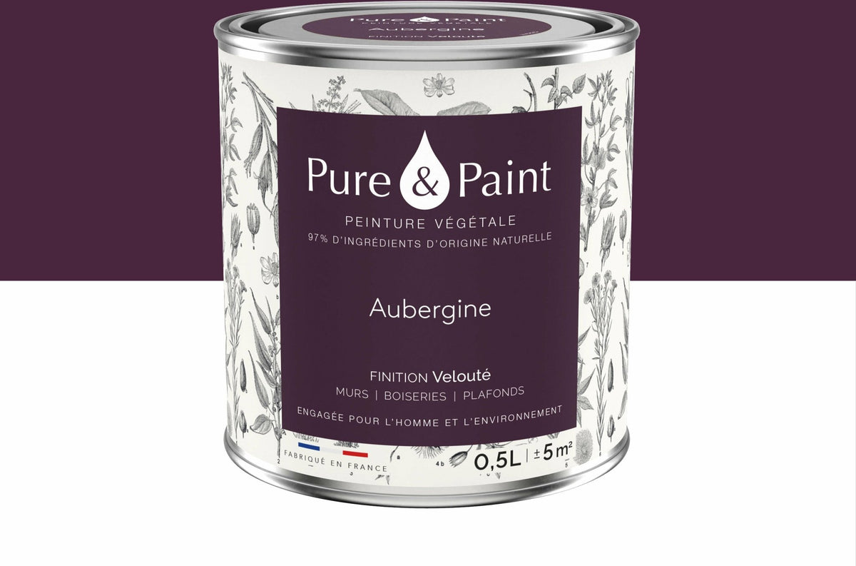 Peinture végétale velouté Aubergine 0,5L - Pure & Paint - The Cool Republic