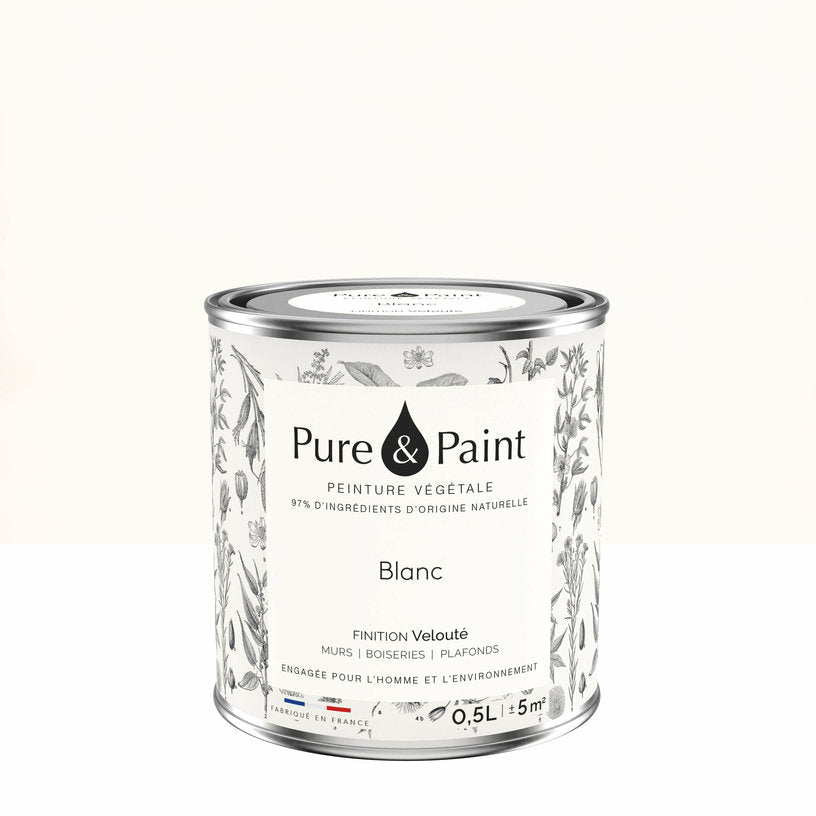 Peinture végétale velouté Blanc 0,5L - Pure & Paint - The Cool Republic