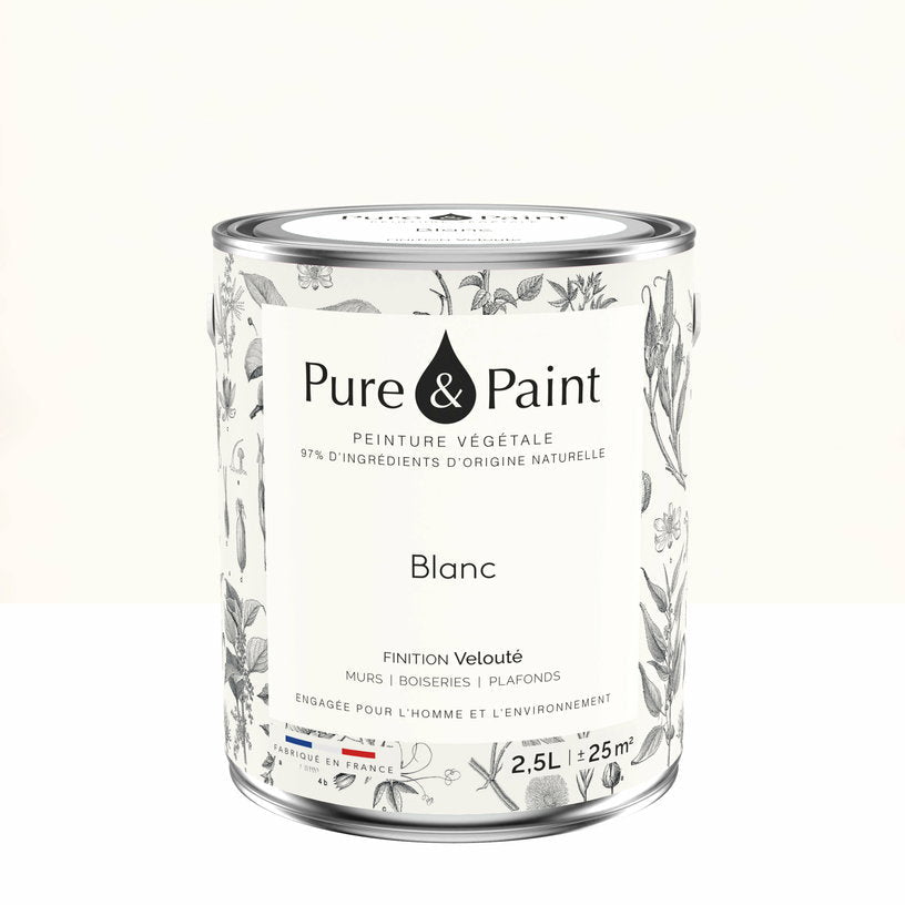 Peinture végétale velouté Blanc 2,5L - Pure & Paint - The Cool Republic