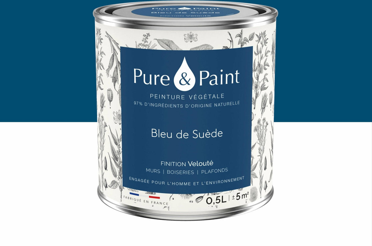 Peinture végétale velouté Bleu de Suède 0,5L - Pure & Paint - The Cool Republic