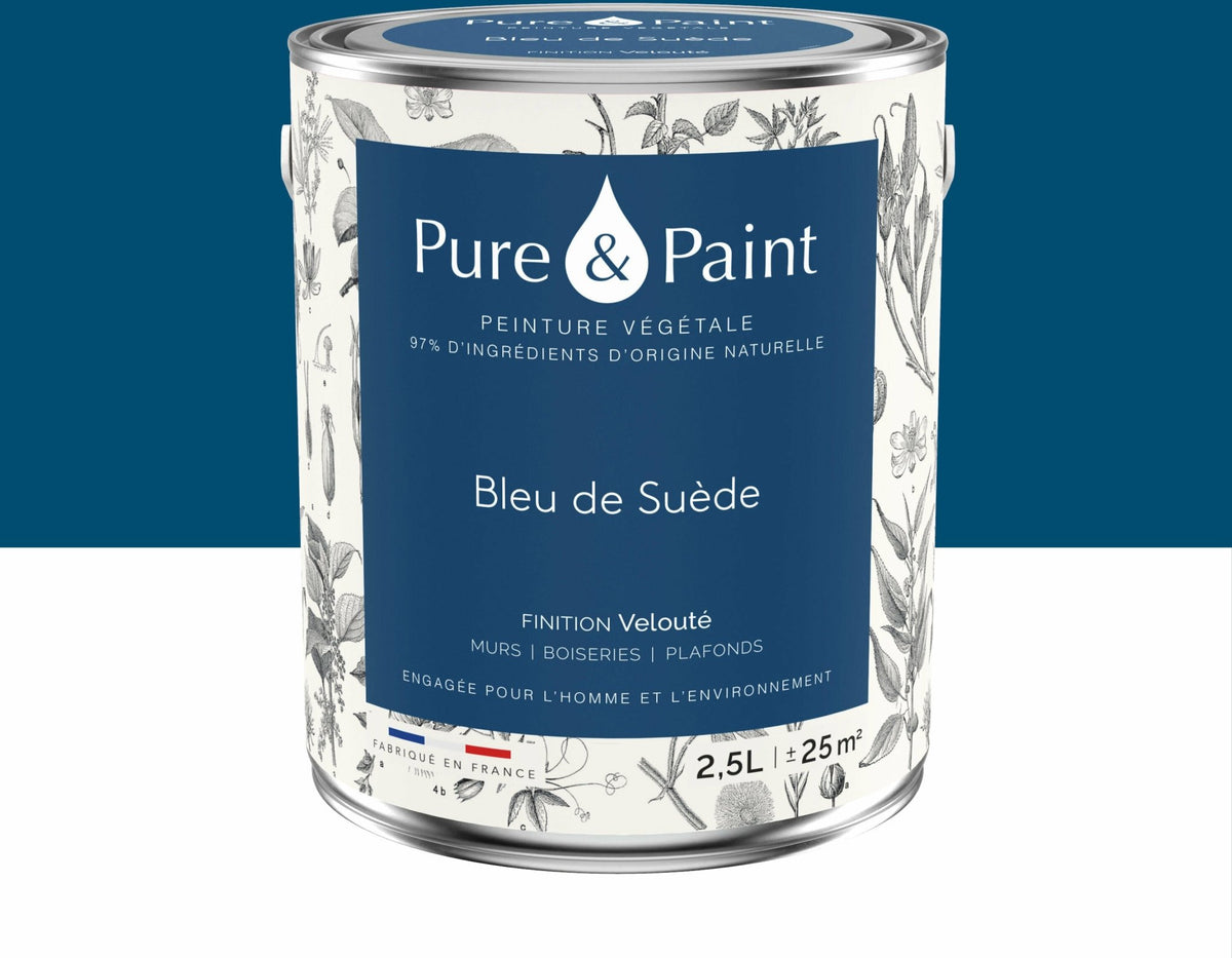 Peinture végétale velouté Bleu de Suède 2,5L - Pure & Paint - The Cool Republic