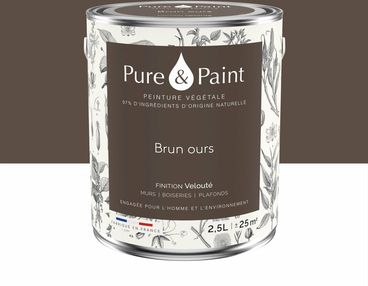 Peinture végétale velouté Brun ours 2,5L - Pure & Paint - The Cool Republic
