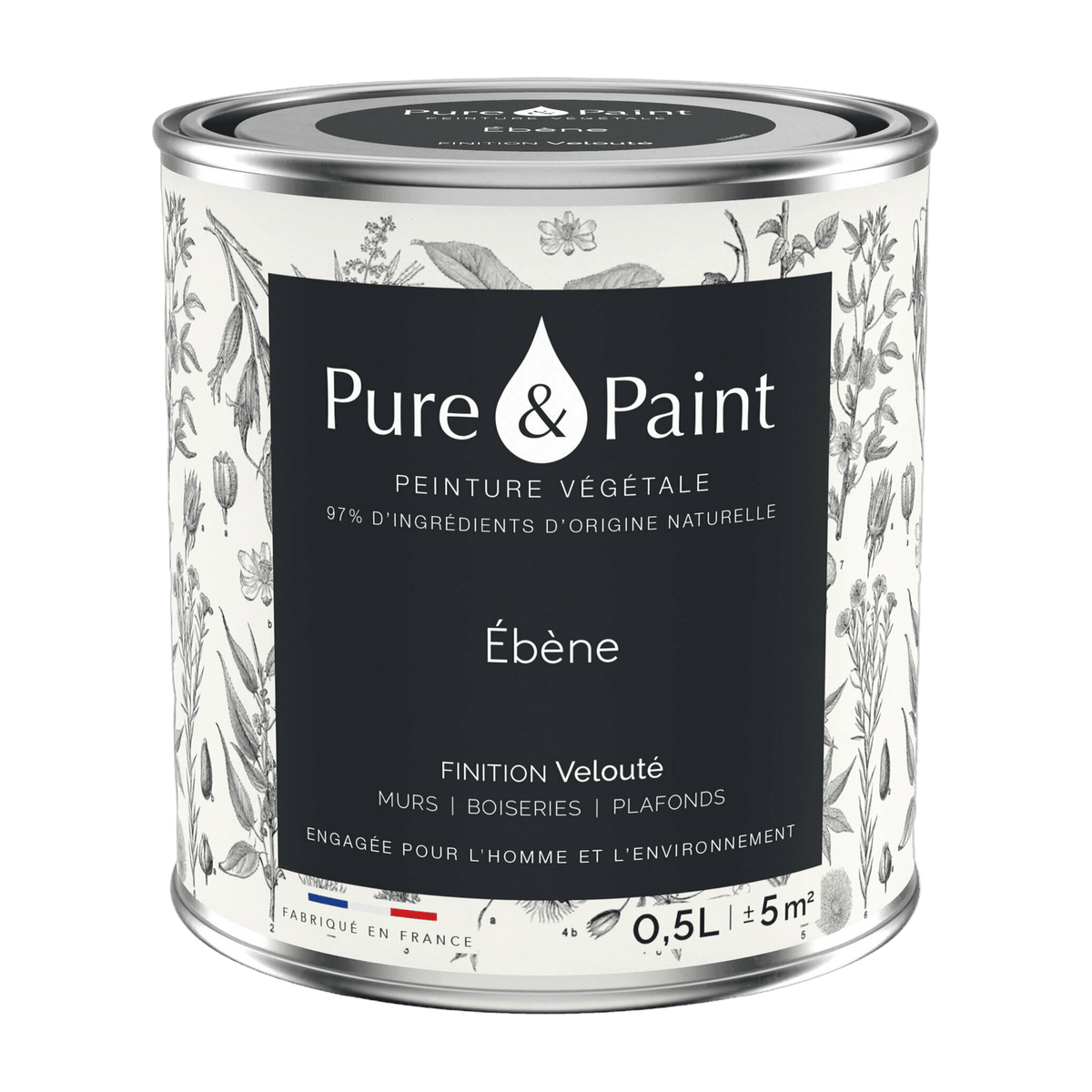 Ebony velvet vegetable paint 0, 5L - Pure & Paint - The Cool Republic
