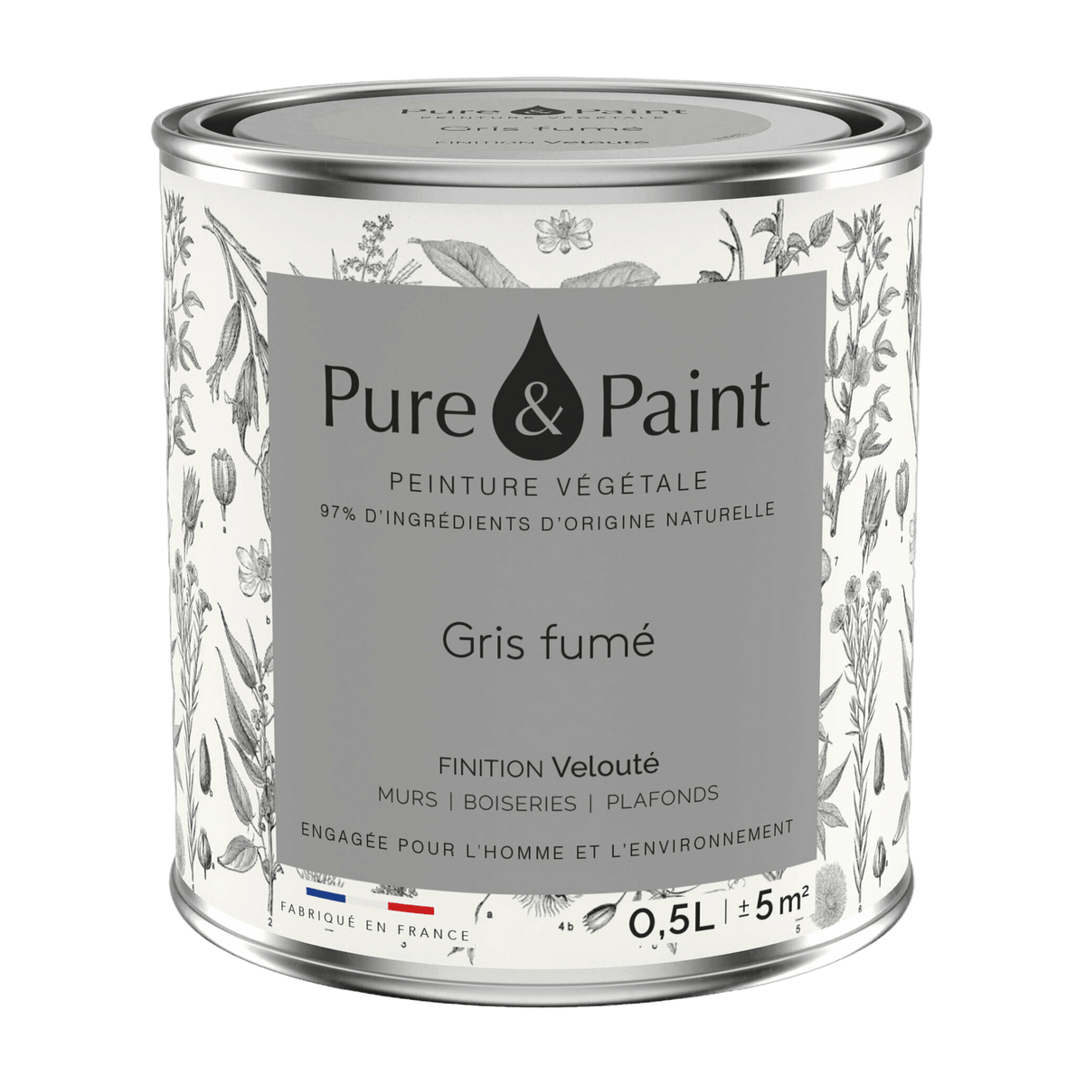 Smoky Grey velvet plant paint 0, 5L - Pure & Paint - The Cool Republic