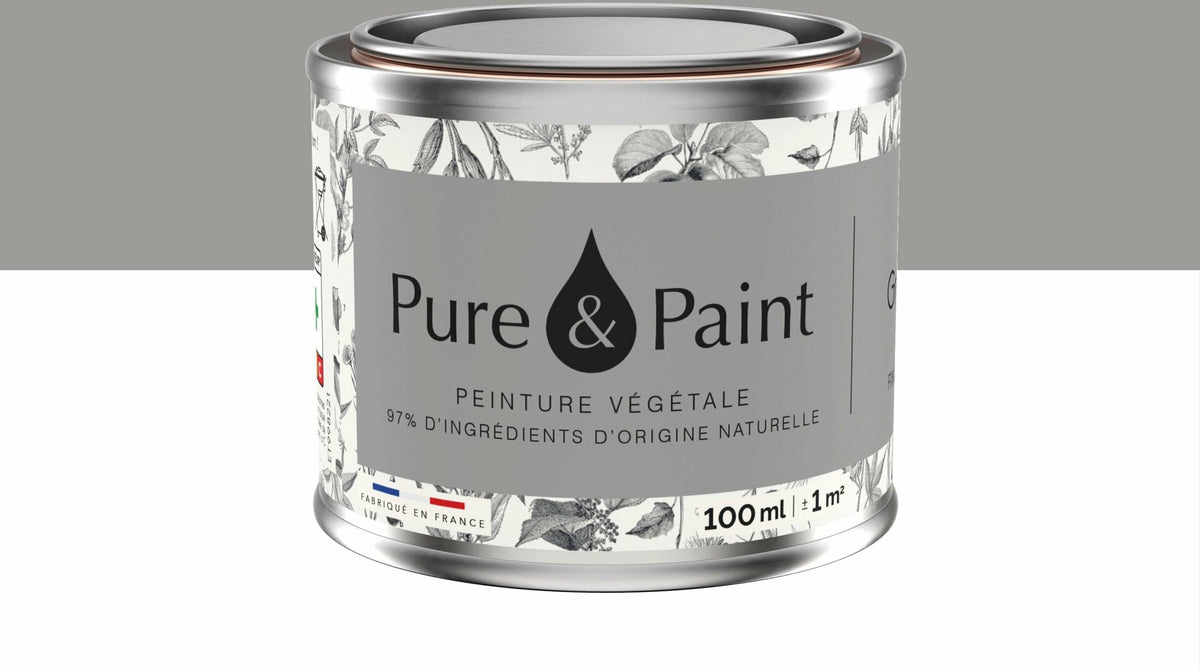 Peinture végétale velouté Gris fumé 100ML - Pure & Paint - The Cool Republic